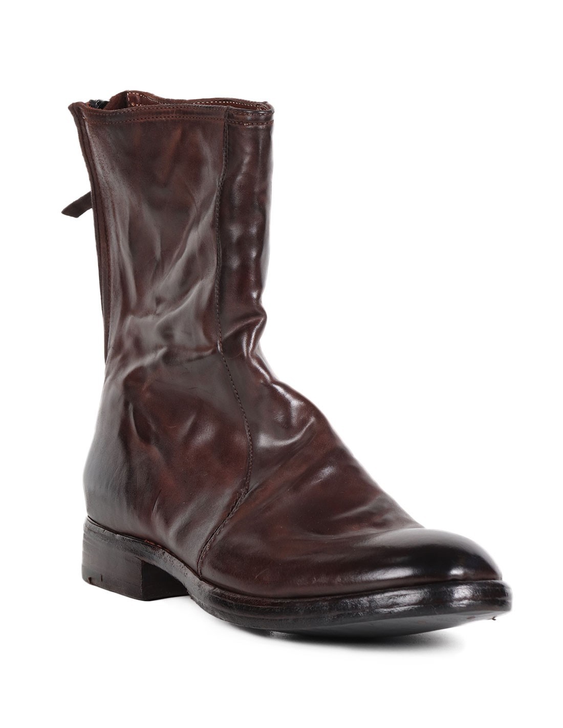 PREMIATA Hi-top brown boots in glacé leather with round toe for man