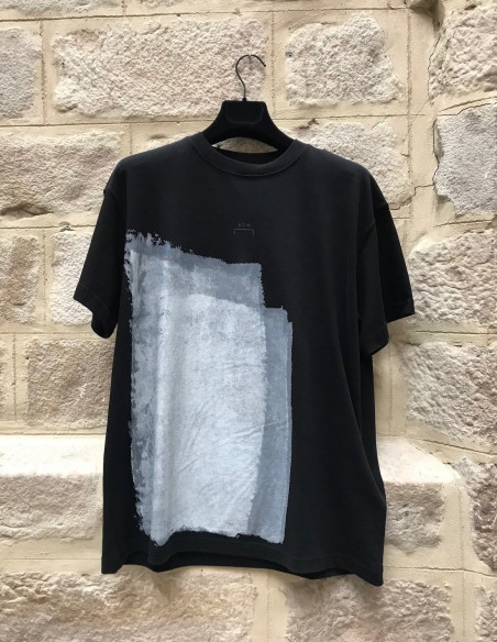 ACW black tee shirt with white paint on front and back A-COLD-WALL