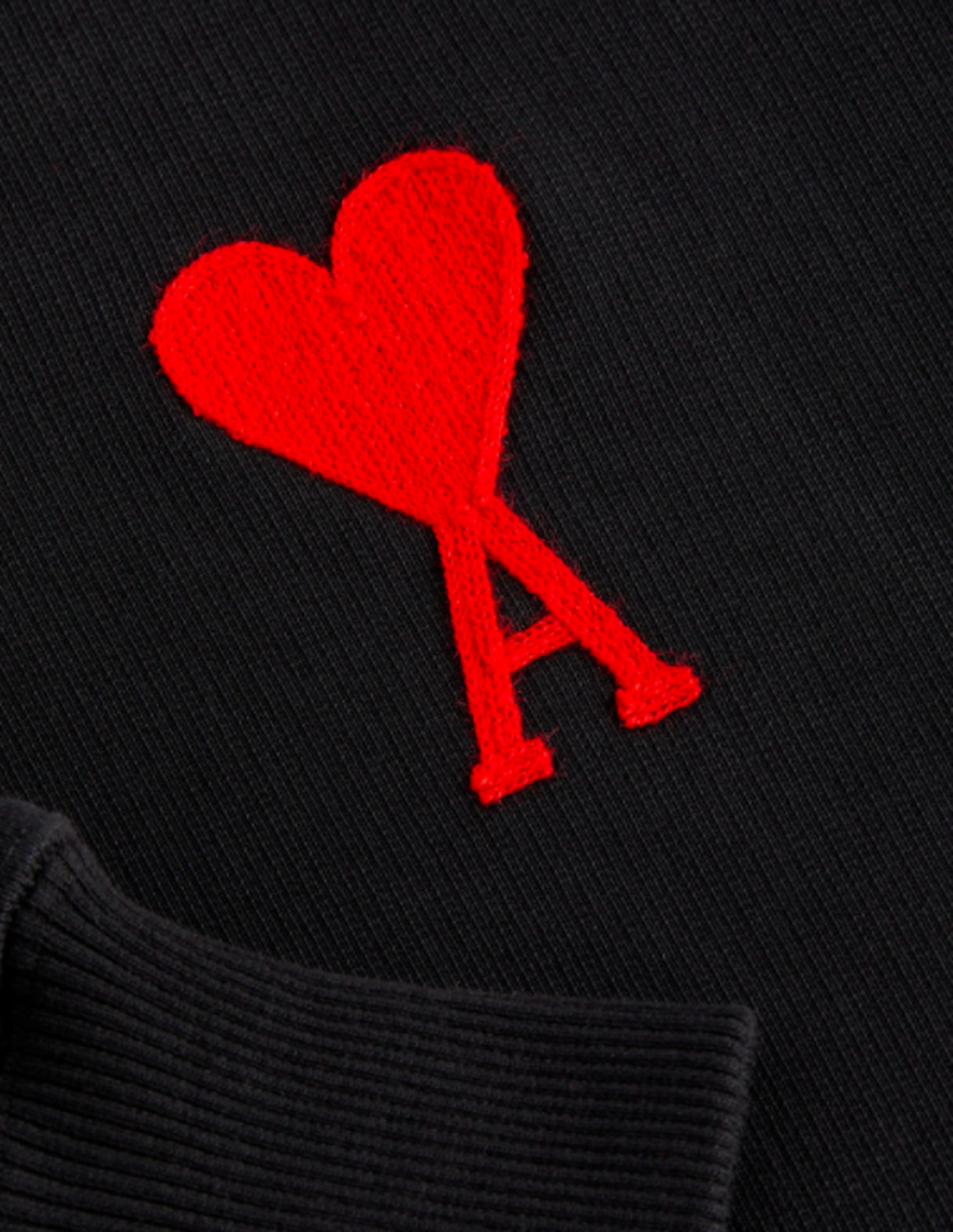 BLACK HOODIE WITH BIG HEART AMI PARIS