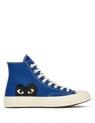 High sneakers in blue canvas with one-heart from the COMME DES GARÇONS ...
