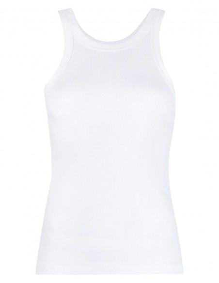 White ribbed TOTEME tight tank top - SS22