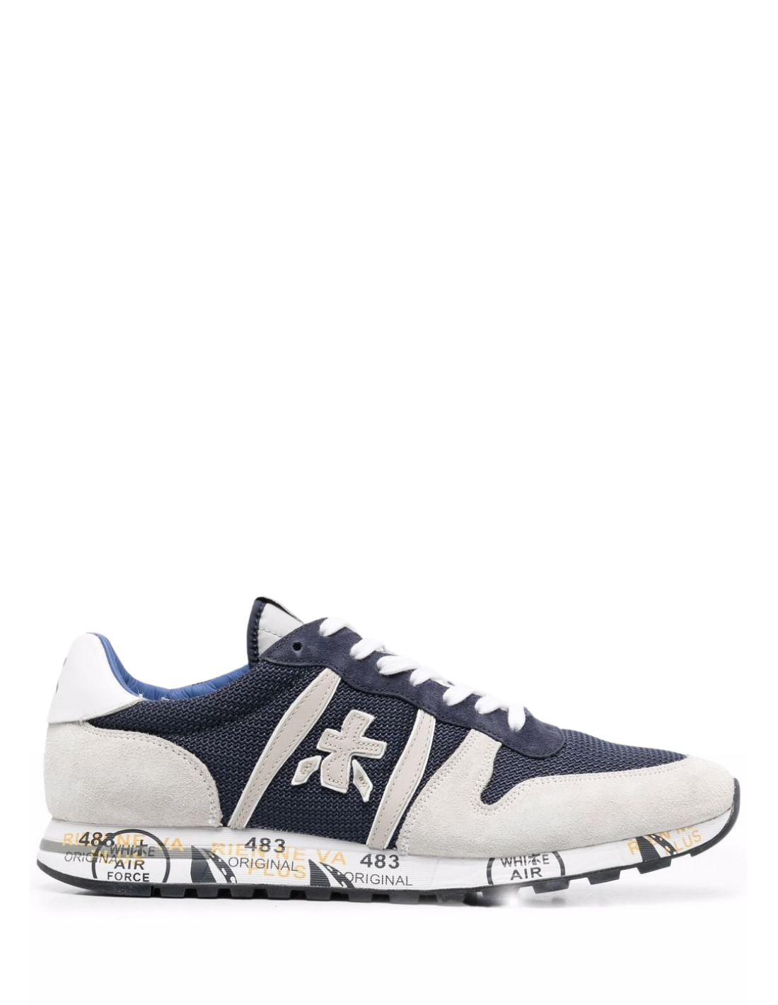 Navy blue leather sneakers 