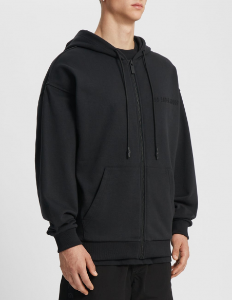 44 LABEL GROUP zipped in hoodie - logo with black flames