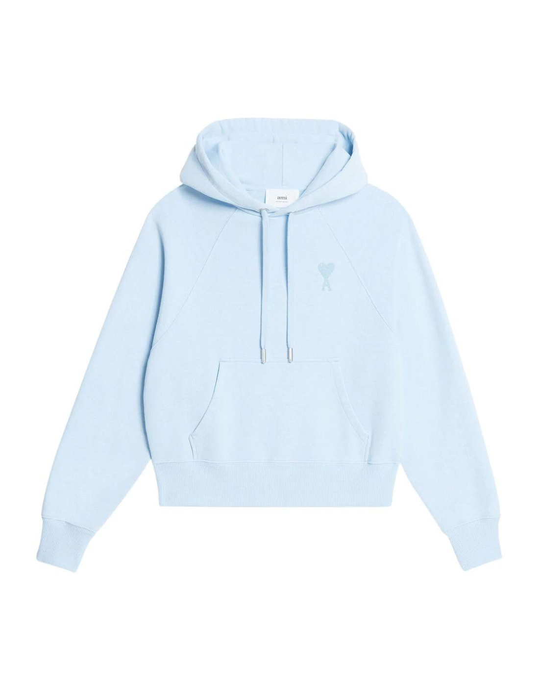 AMI PARIS tone-on-tone logo embroidered hoodie - baby blue