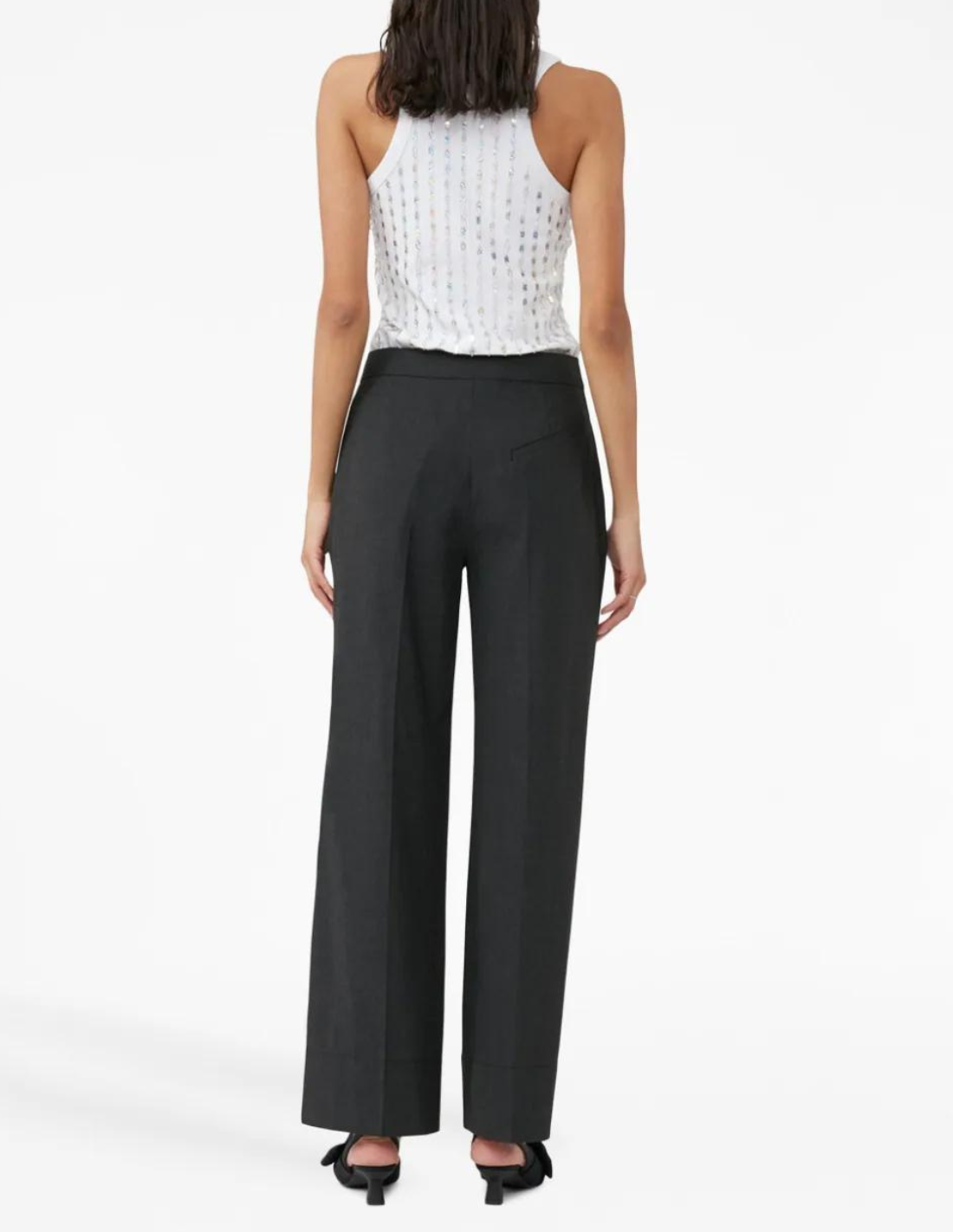 Ganni pleated flared suit pants - anthracite