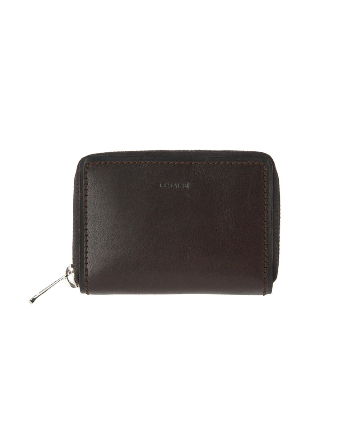 LEMAIRE brown wallet with zip in glazed leather fw23