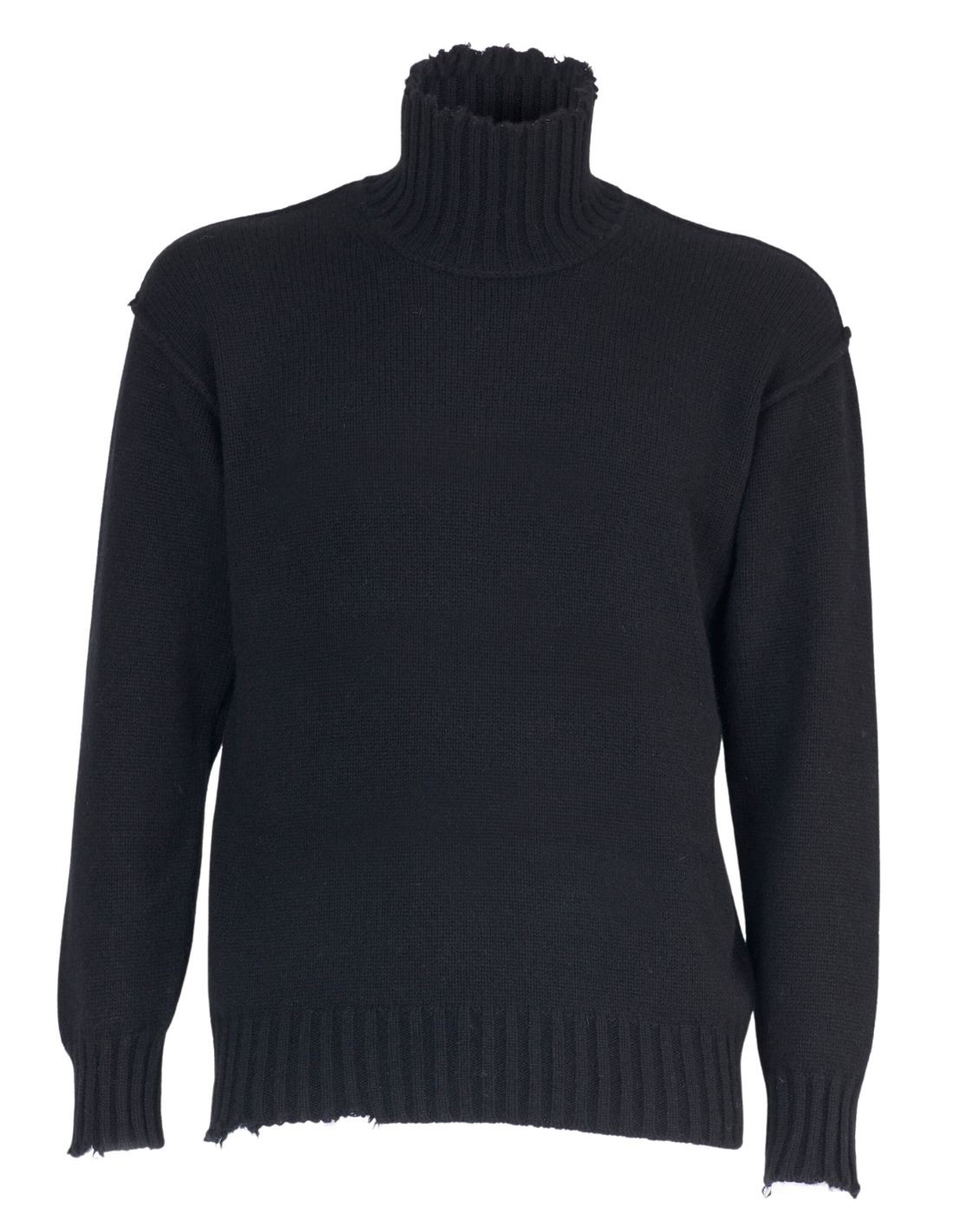 ISABEL BENENATO turtleneck sweater in black wool and cashmere - fw23