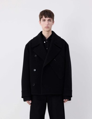 Lemaire  black crossed pea jacket